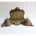 Antique Victorian French Double Inkwell Brass Letter Holder Stamped Jh Depose 96. Fixed Price $249.99.