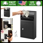 Pochar Metal Wall Mount Locking Deposit Drop Box Safe Black. Fixed Price $99.99.