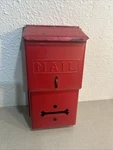 Vintage Red Metal Lockable Wall Mount Mailbox Stamped Free Shipping Usa. Fixed Price $45.00.