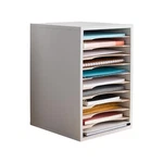 Safco Vertical Desktop Sorter 11 Compartment Wood Literature Organizer Gray. Fixed Price $70.09.