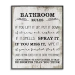 Stupell Industries Bathroom Rules Funny Word Wood Textured Design Black Frame.... Fixed Price $73.58.
