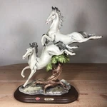 Auro Belcari Galloping Horse Sculpture Statue Stone Wood Base Signed Decor Vtg. Fixed Price $228.00.