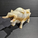 Vintage Marble Stone Charging Bull Figure Statue White Rock 9"L 4 1/2. Fixed Price $18.14.