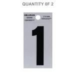 Hillman 839380 2-IN Black On Silver Reflect Square-cut Mylar Number 1 (2 Pk). Fixed Price $7.95.