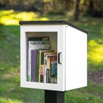 Outdoor Library Book Box - Free Literature Exchange Kit White Steel Post Mount. Fixed Price $149.48.