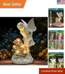 Hand-painted White Angel With Pink Flowers Solar Garden Decor. Fixed Price $54.74.