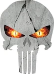 Punisher Cracked Stone Concrete Look Skull Flaming Eye Vinyl Decal Matte Sticker. Fixed Price $10.99.