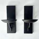 Pottery Barn Set Of 2 Nottingham Wall Sconce Candle Holder Black Cast Iron. Fixed Price $36.00.
