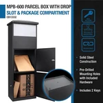 Winbest Steel Free Stand Floor Mount Drop Slot Mail Box + Parcel Compart CB13332. Fixed Price $493.99.