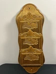 Vintage Wooden Mail Holder Wall Mount With Fruit Desgin. Fixed Price $27.00.