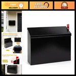 Large Capacity Wall Mount Mailbox Rust-proof Black Metal Post With Red Fla. Fixed Price $55.99.