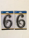 Set Of 2- Hillman Sign Center 5.5-IN Reflective Black House Number 6. Fixed Price $9.98.