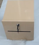Fixturedisplays Box,metal Beige Donation Suggestion Charity FUNDRAISING,8.6"W. Fixed Price $40.00.