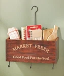 Walnut Wood Kitchen Wall Crates Garden Tools Holder Mail Organizer Keys. Fixed Price $29.99.