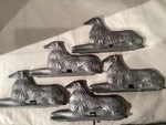 Vtg Mcm 5PC, Cast Aluminum Gray Hound Dog Fence Finials Or Toppers. Fixed Price $95.00.