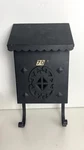 Vintage Metal Mailbox Wall Mounted With Newspaper Holder Hooks 14"X6.5 Black. Fixed Price $75.00.