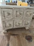 Shabby Chic Wooden Jewelry/trinket Box W/6 Drawers, Distressed WHITE-8 X6 X5. Fixed Price $24.99.