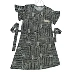 Sunny Leigh Tegan Black White Geometric Ruffle Sleeve Tie Waist Dress Size. Fixed Price $18.99.
