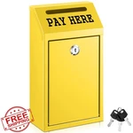 Yaocom Cash Box Money Donation Lock Wall Mount Yellow 10.2". Fixed Price $41.99.