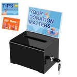 Polmart Black Donation Box With Lock & Removable Sign Holder - Secure Ballot. Fixed Price $22.08.