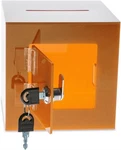 Source One 8" Acrylic Cube Donation Box Orange Only With Rear Door & #R01. Fixed Price $15.00.