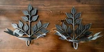 Pottery Barn Cast Iron Leaf Candle Wall Sconces Set Of 2 Black 11X11X4.5" Gothic. Fixed Price $44.95.