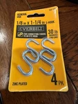4-PK Everbilt 1/8 In. X 1-1/4 Zinc-plated Rope Chain S-hook. Fixed Price $6.00.