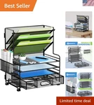 4-TIER Paper Organizer + 3-POCKET File Drawer Pen Holders, Desktop.... Fixed Price $63.09.