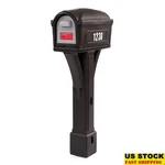 Classic Black Post Mount Mailbox W/ Dual Access Doors & Newspaper Holder. Fixed Price $136.78.