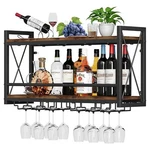 Homeiju Wall Mounted Wine Rack, Bottle & Glass Holder Wood-metal Retro R.... Fixed Price $83.28.