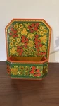 Vtg Khokhloma Russuan Hand Painted Letter Key Box Auth. Fixed Price $35.00.