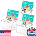 Maxgear Acrylic Donation Box With Lock 3 Pack, Large Ballot Sign Holder. Fixed Price $67.18.