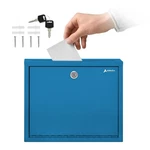 Blue Metal Suggestion Box With Lock Slot Wall Mount Drop 3X10X12 Inch. Fixed Price $42.50.