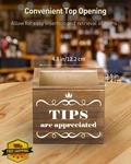 Uniclife Wooden Tip Jar, 6X4X5 Inch, Retro Coin Storage Container. Fixed Price $24.99.