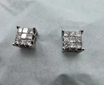 10K .417 Wg White Gold Gdm Diamond .54 Ctw Cluster Post Stud Earrings Au 2435. Fixed Price $500.00.