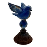 Vintage Blue Cast Iron Bird Figurine Pedestal Decorative Home Garden. Fixed Price $150.00.