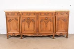 Antique Monumental French Provincial Louis Xv Carved Walnut Marble Top Sideboard. Fixed Price $5995.00.