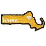 Massachusetts Home State Patch Hockey Parody Embroidered Iron - Yellow/back. Fixed Price $10.99.