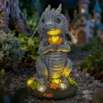 Led Dragon Solar Garden Statue, Floral Design - Illuminates Lawns & Paths. Fixed Price $20.92.