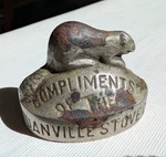 Antique 1898 Danville Stove Co Cast Iron Beaver Paperweight. Fixed Price $60.00.