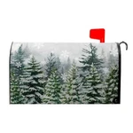 Winter Pine Trees Mailbox Covers Magnetic Christmas Green Forest Snowflakes. Fixed Price $28.46.