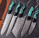Handmade Forged Damascus Steel Kitchen Knives Set Best Wedding Gift. Fixed Price $99.00.