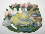 Woman's Straw Hat Magnet Gardening Tools, Picket Fence, Flowers. Fixed Price $7.98.