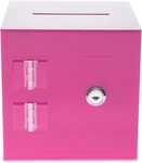 Source One 12" Locking Acrylic Ballot/tip Box Pink, Rear Hinged Door. Fixed Price $49.99.