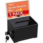 Acrylic Donation Box With Lock, Black Tip Jar Sign Holder, Suggestion. Fixed Price $15.59.
