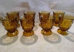 Vintage Colony Whitehall Cubist Amber/gold Footed Water, Wine Glasses. Fixed Price $75.00.