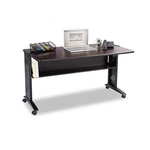 Safco 54" Reversible Top Mobile Metal Computer Desk In Mahogany And Oak. Fixed Price $397.74.