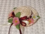 Vintage White Straw Hat Pink Flowers Bow 3" Fridge Magnet Spring Summer. Fixed Price $12.99.