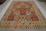 9X12 Ft Red Afghan Handmade Geometric Wool Kilim Area Rug ( 8'6"X11'3" ). Fixed Price $799.00.