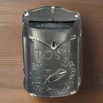 Wall Mount Mailbox 15.5" Black Vintage Style Embossed Metal Distressed Farmhouse. Fixed Price $26.33.